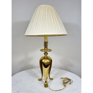 Hollywood Regency Brass Table Lamp Baluster Trefoil Style Tall Lamp 28 Inches